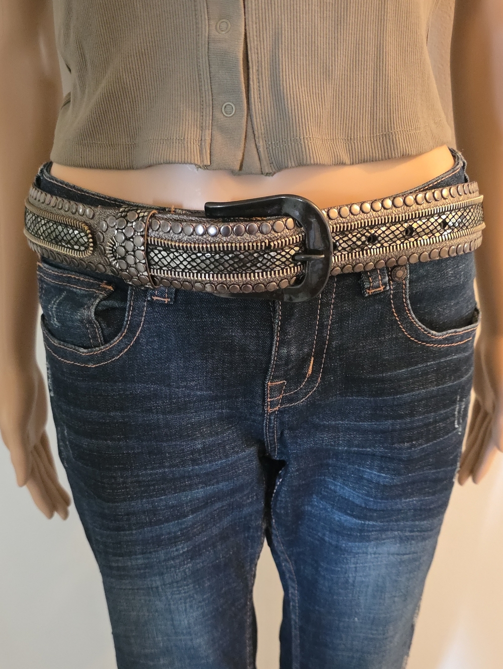 Kippys Metallic Silver-Tone Studded Women's Belt